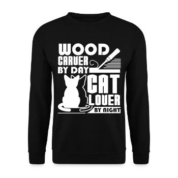 Wood Carving I am A Wood Carver And Cat Lover - Unisex Sweatshirt - black - Front - Alina (178cm) & Michal (187cm)