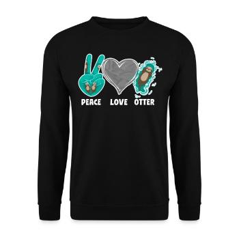 Otter Peace Love Otters - Unisex Pullover - Schwarz - Vorne - Alina (178cm) & Michal (187cm)