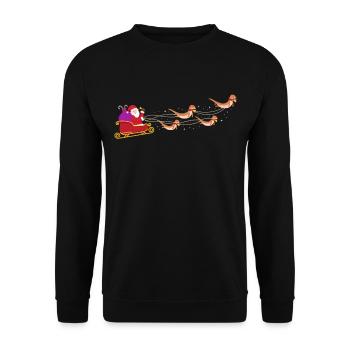 Otter Christmas Santa Sleigh - Unisex Pullover - Schwarz - Vorne - Alina (178cm) & Michal (187cm)