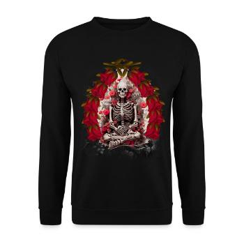 Halloween mystisch Horror Skelett Tod Fantasy - Unisex Pullover - Schwarz - Vorne - Alina (178cm) & Michal (187cm)