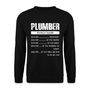 Klempner Stundenpreise Humorvolles Zitat - Unisex Pullover - Schwarz - Vorne - Alina (178cm) & Michal (187cm)