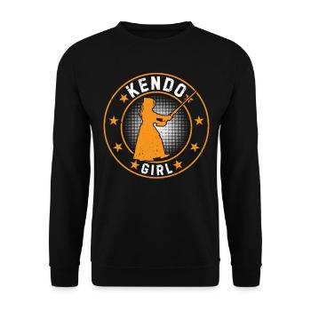Japanese Kendo Girl Kendo Fighter Girl Kendo Wrest - Unisex Sweatshirt - black - Front - Alina (178cm) & Michal (187cm)