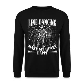 Line Dance Country Musik Cowboy Linedance - Unisex Pullover - Schwarz - Vorne - Alina (178cm) & Michal (187cm)