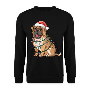 Tibetan Mastiff Christmas Lights Xmas Dogs Gifts - Unisex Pullover - Schwarz - Vorne - Alina (178cm) & Michal (187cm)