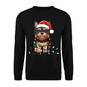 Yorkshire Terrier Christmas Lights Xmas Dogs Gifts - Unisex Sweatshirt - black - Front - Alina (178cm) & Michal (187cm)