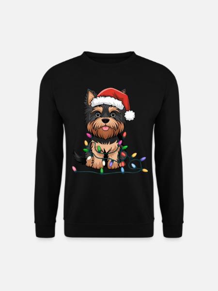 Yorkshire Terrier Christmas Lights Xmas Dogs Gifts - Unisex Pullover - Schwarz