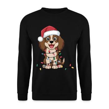 Welsh Springer Spaniel Christmas Lights Xmas - Unisex Sweatshirt - black - Front - Alina (178cm) & Michal (187cm)