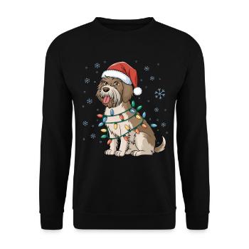 Griffon pointant à poil dur Noël lumières de Noël - Sweat-shirt Unisexe - noir - Devant - Alina (178cm) & Michal (187cm)