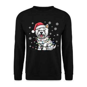 West Highland White Terrier Christmas Lights Xmas - Unisex Sweatshirt - black - Front - Alina (178cm) & Michal (187cm)