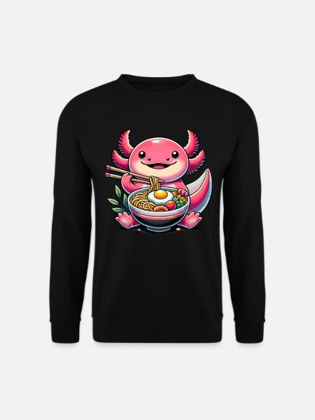Axolotl, Ramen, Nudeln, Lustiges Anime Kawaii - Unisex Pullover - Schwarz