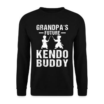Grandpa's Future Kendo Buddy - Kids Kendo Fighter - Unisex Sweatshirt - black - Front - Alina (178cm) & Michal (187cm)