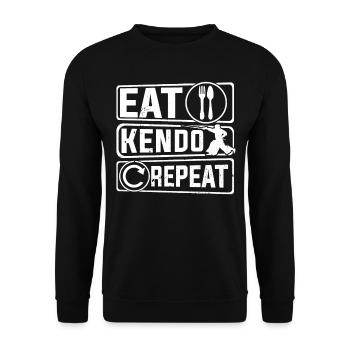 Eat Kendo Repeat - Japanese Kendo Wrestler Kendo - Unisex Sweatshirt - black - Front - Alina (178cm) & Michal (187cm)