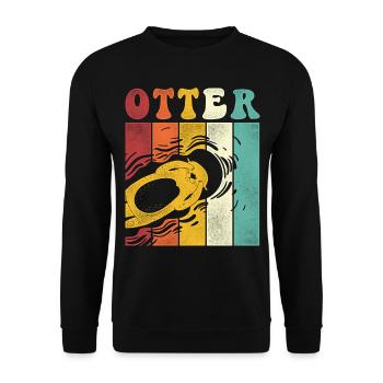 Otter Retro Vintage Otter - Unisex Pullover - Schwarz - Vorne - Alina (178cm) & Michal (187cm)