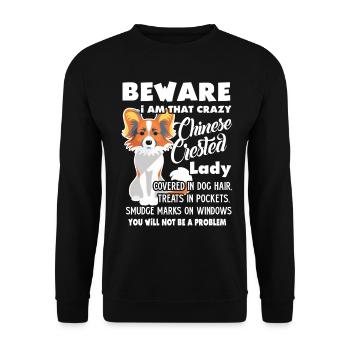 Chinese Crested Lady - Unisex Sweatshirt - black - Front - Alina (178cm) & Michal (187cm)