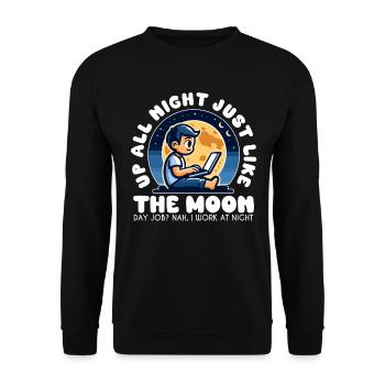 DIE GANZE NACHT WACH WIE DER MOND - Unisex Pullover - Schwarz - Vorne - Alina (178cm) & Michal (187cm)