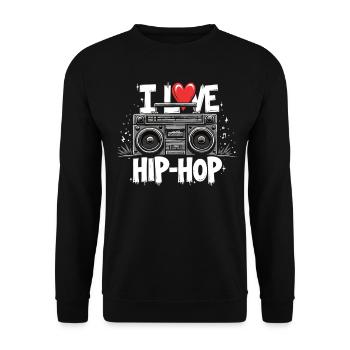 J’aime le hip hop Hip hop Musique hip hop Boombox Rap - Sweat-shirt Unisexe - noir - Devant - Alina (178cm) & Michal (187cm)