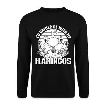 Flamingo Lover - I'd rather be with my flamingos - Unisex Sweatshirt - black - Front - Alina (178cm) & Michal (187cm)