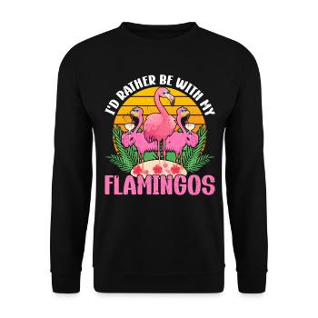 Je préfère être avec mes flamants roses - Pink Flamingo Lo - Sweat-shirt Unisexe - noir - Devant - Alina (178cm) & Michal (187cm)
