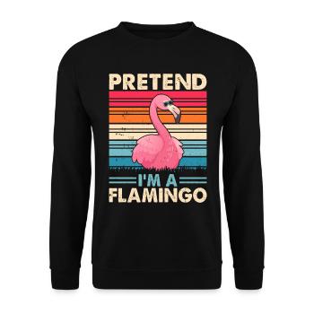 Funny Flamingo Pink Flamingo - Pretend i'm a Flami - Unisex Sweatshirt - black - Front - Alina (178cm) & Michal (187cm)