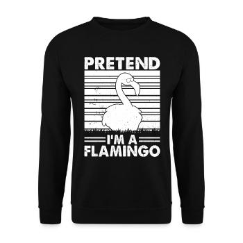 Funny Flamingo - Pretend i'm a Flamingo - Unisex Sweatshirt - black - Front - Alina (178cm) & Michal (187cm)