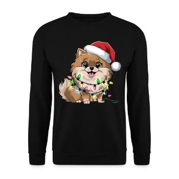 Pomeranian Christmas Lights Xmas Dogs Gifts - Unisex Pullover - Schwarz - Vorne - Alina (178cm) & Michal (187cm)