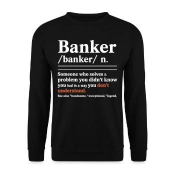 Banker Definition Financier Investment Banker - Unisex Pullover - Schwarz - Vorne - Alina (178cm) & Michal (187cm)