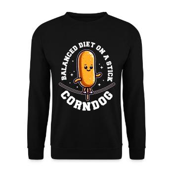 BALANCED DIET ON A STICK - CORNDOG - Unisex Sweatshirt - black - Front - Alina (178cm) & Michal (187cm)