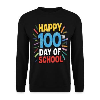 Joyeux 100e jour d’école Coloré Enfants Filles Garçons - Sweat-shirt Unisexe - noir - Devant - Alina (178cm) & Michal (187cm)