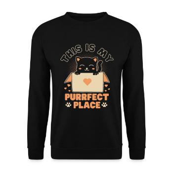 Purrfect Place Cat in a Box - Unisex Sweatshirt - black - Front - Alina (178cm) & Michal (187cm)