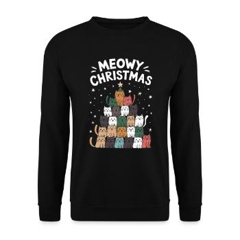Meowy Christmas - Unisex Sweatshirt - black - Front - Alina (178cm) & Michal (187cm)