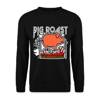 Funny Pig Roast Lovers - Unisex Sweatshirt - black - Front - Alina (178cm) & Michal (187cm)