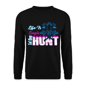 Hunting Life Is Simple Eat Sleep Hunt - Unisex Sweatshirt - black - Front - Alina (178cm) & Michal (187cm)
