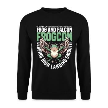 SPRINGENDE HOCHLANDUNG GLATT - FROSCH UND FALKE - Unisex Pullover - Schwarz - Vorne - Alina (178cm) & Michal (187cm)