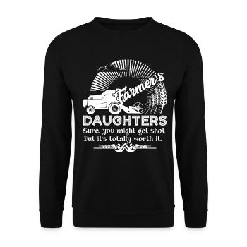 Farmer Funny Farmer's Daughter - Unisex Sweatshirt - black - Front - Alina (178cm) & Michal (187cm)