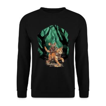 Cat Cats Mouse Mice Adventure Travel Child - Unisex Sweatshirt - black - Front - Alina (178cm) & Michal (187cm)