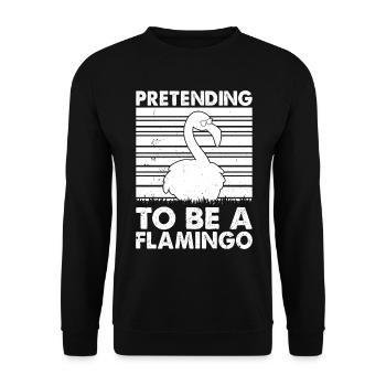 Funny Flamingo Lover - Pretending to be a Flamingo - Unisex Sweatshirt - black - Front - Alina (178cm) & Michal (187cm)