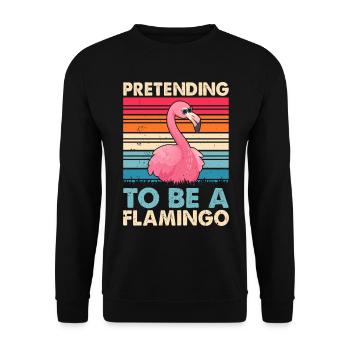 Pink Flamingo Lover - Pretending to be a Flamingo - Unisex Sweatshirt - black - Front - Alina (178cm) & Michal (187cm)