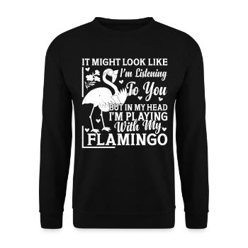 Pink Flamingo - But in my head I'm playing with my - Unisex Sweatshirt - black - Front - Alina (178cm) & Michal (187cm)