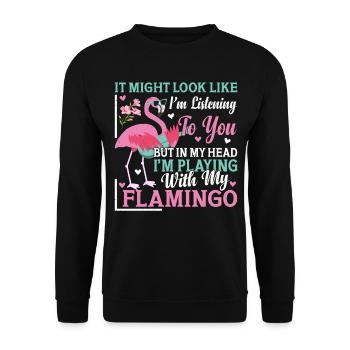 Flamingo - But in my head I'm playing with my flam - Unisex Sweatshirt - black - Front - Alina (178cm) & Michal (187cm)