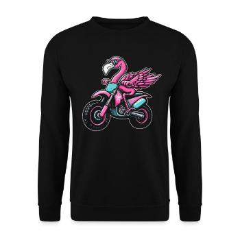 Flamingo Dirtbike Flamingo Motocross Flamingo - Unisex Pullover - Schwarz - Vorne - Alina (178cm) & Michal (187cm)