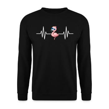 Pink Flamingo Lover Flamingo Heartbeat Cute Flamin - Unisex Pullover - Schwarz - Vorne - Alina (178cm) & Michal (187cm)