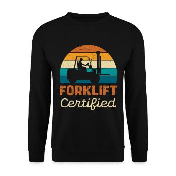 Forklift certified retro look - Unisex Sweatshirt - black - Front - Alina (178cm) & Michal (187cm)