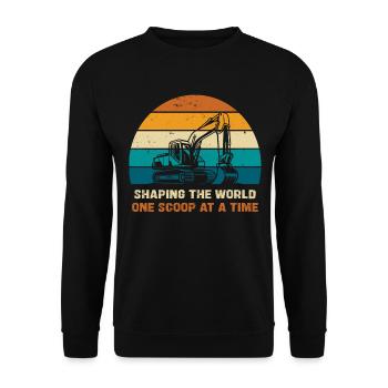 Gestalte Die Welt Mit Jedem Baggerhub - Unisex Pullover - Schwarz - Vorne - Alina (178cm) & Michal (187cm)