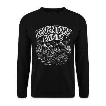 L’aventure vous attend – Wanderlust Outdoor Abenteuer - Sweat-shirt Unisexe - noir - Devant - Alina (178cm) & Michal (187cm)