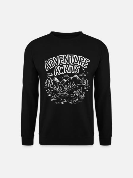 Adventure Awaits – Wanderlust Outdoor Abenteuer - Unisex Pullover - Schwarz