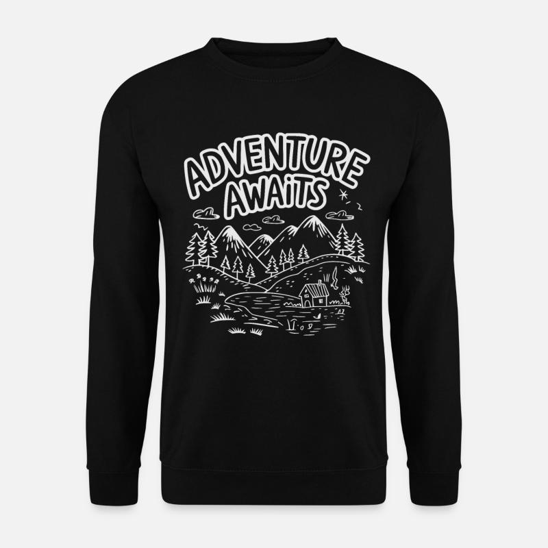 Adventure Awaits – Wanderlust Outdoor Abenteuer - Unisex Pullover - Schwarz