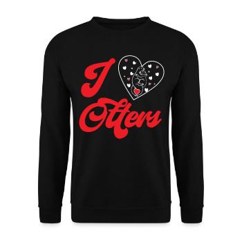 Otter Heart I Love Otters - Unisex Pullover - Schwarz - Vorne - Alina (178cm) & Michal (187cm)