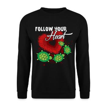 Sea Turtle Follow Your Heart - Unisex Sweatshirt - black - Front - Alina (178cm) & Michal (187cm)