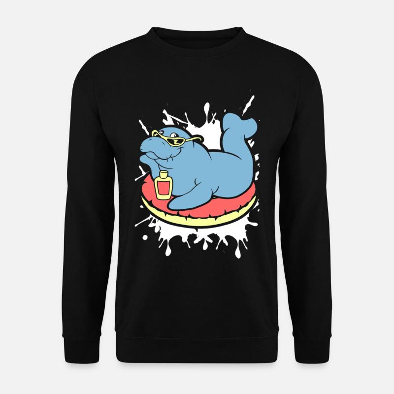 Funny Manatee Does Sunbath - Unisex Sweatshirt - black