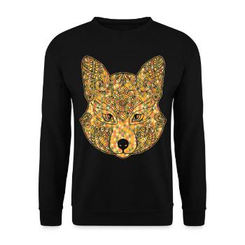 Fox Geometric Face - Unisex Sweatshirt - black - Front - Alina (178cm) & Michal (187cm)